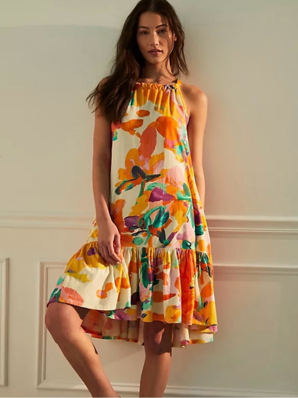 Anthropologie Daily Practice Frida Cross-Back Midi Dress.